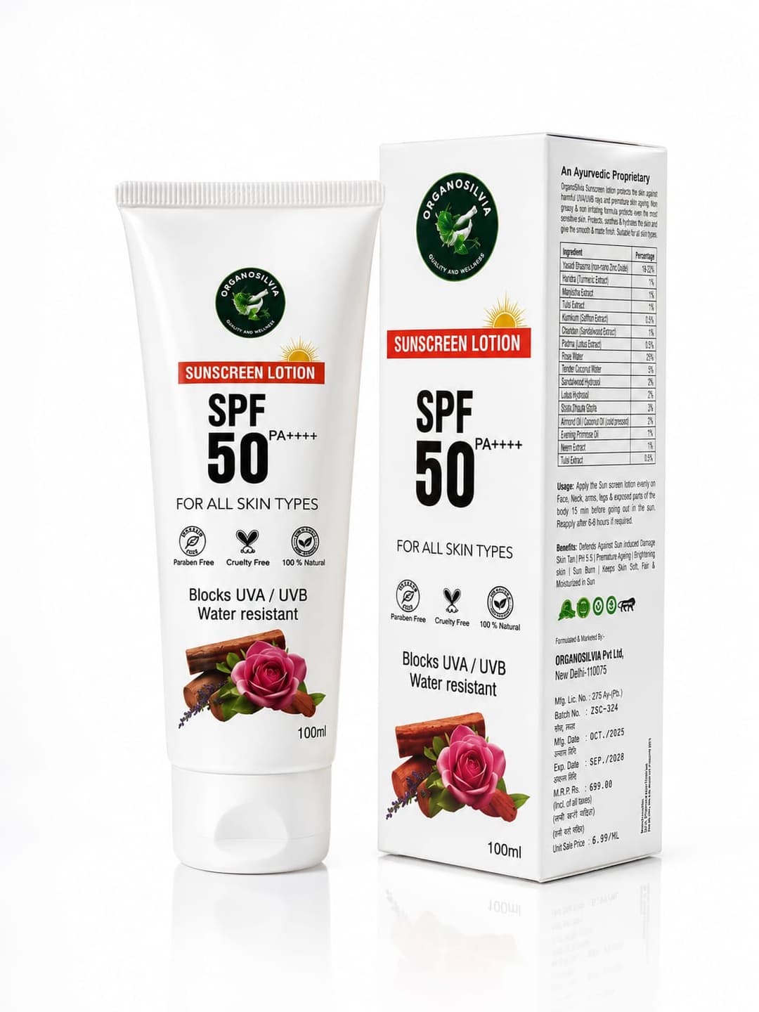 OrganoSilvia SPF 50++ Sunscreen